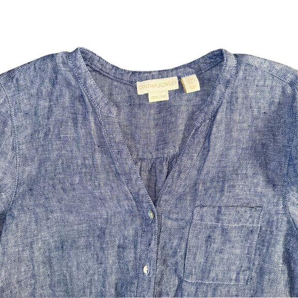 EUC Cynthia Rowley Women's V-Neck Roll Tab Linen Romper Size S - Picture 3 of 6